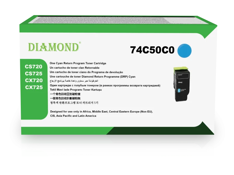 Toner Diamond Pour Lexmark CS720, CS/CX725 - (74C50C0) Cyan