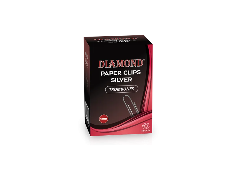 Trombones argent 33 mm – Boîte de trombones solides pour documents