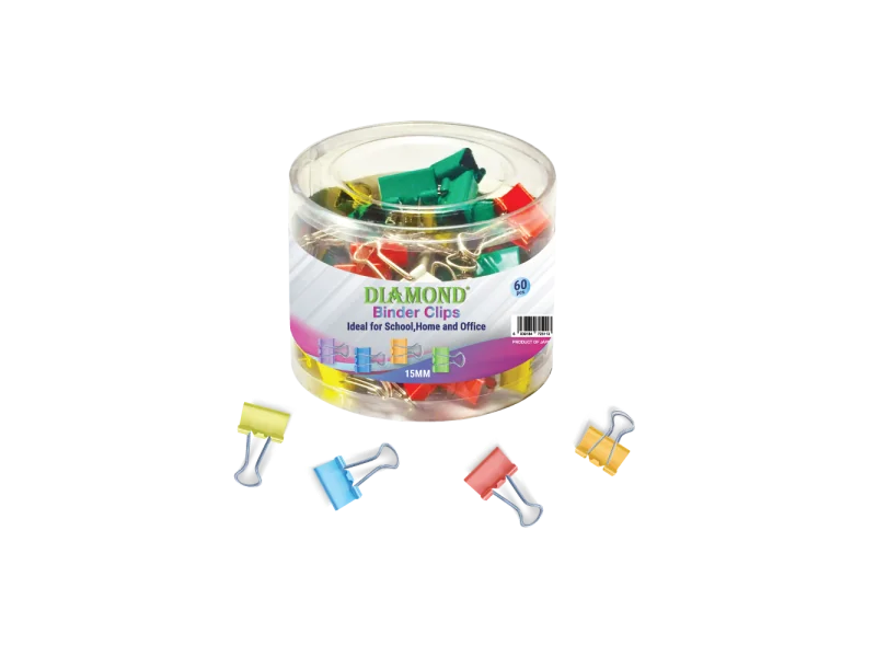 Pince double couleur 15 mm – Boîte de 60 clips papier