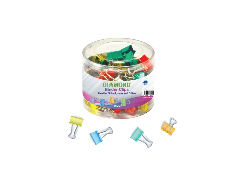Pince double couleur 19 mm – Boîte de 40 clips papier
